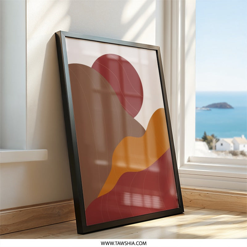 Abstract Mountain Wall Art, Sunset Art Print, Modern Wall Decor, Minimalist Art, Boho Home Decor, Nature Inspired Art - Tawshia