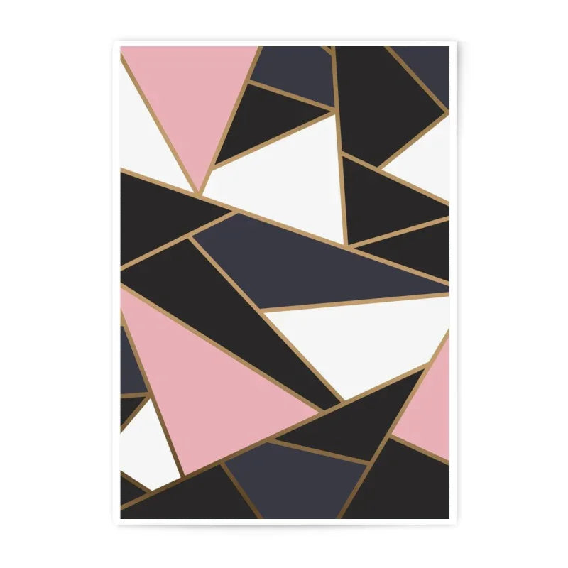 Geometric Art Photographic Print, Abstract Triangle Wall Art, Pink Navy Gold Decor, Modern Home Decor, Unique Gift Idea - Tawshia