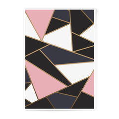 Geometric Art Photographic Print, Abstract Triangle Wall Art, Pink Navy Gold Decor, Modern Home Decor, Unique Gift Idea - Tawshia