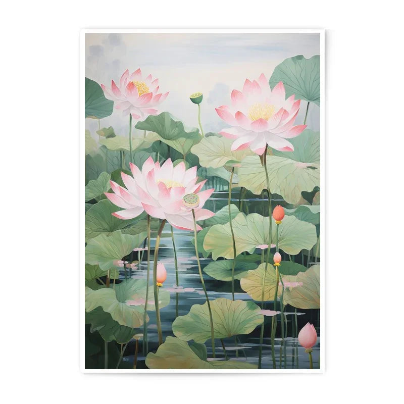 Pink Lotus Flower Photographic Print, Floral Wall Art, Botanical Decor, Serene Water Garden, Nature Fine Art, Elegant Home Decor - Tawshia