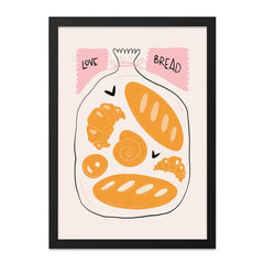 Love Bread Wall Art, Bakery Wall Decor, Kitchen Print, Foodie Gift, Bread Lover, Cute Pastry Illustration, Culinary Art Print - Tawshia