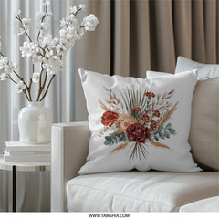 Floral Bouquet Pillow, Rustic Flowers, Decorative Pillow, Throw Pillow, Couch Pillow, Accent Pillow, Home Decor Pillow - Tawshia
