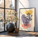Abstract Face Wall Art, Minimalist Print, Line Art Poster, Botanical Decor, Modern Art Print, Living Room Decor, Home Decor, Artwork - Tawshia
