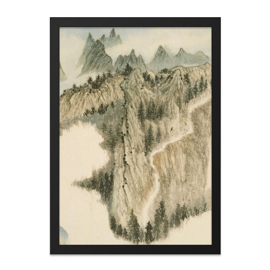 Mountain Landscape Wall Art, Chinese Ink Painting, Vintage Scenic Print, Serene Mountain Peaks, Asian Art Decor, Calm Landscape Art - Tawshia