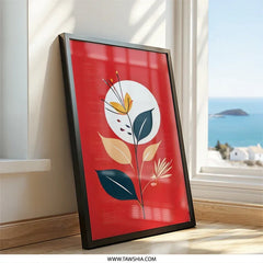 Abstract Floral Wall Art, Red Botanical Print, Modern Art Poster, Flower Wall Decor, Home Decor Art, Contemporary Wall Art (138 characters) - Tawshia