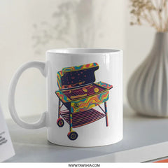 Grill Mug, BBQ Mug, Psychedelic Grill, Summer Gift, Grill Lover, BBQ Party, Cool Mug, Unique Gift Idea, Gift for Dad - Tawshia