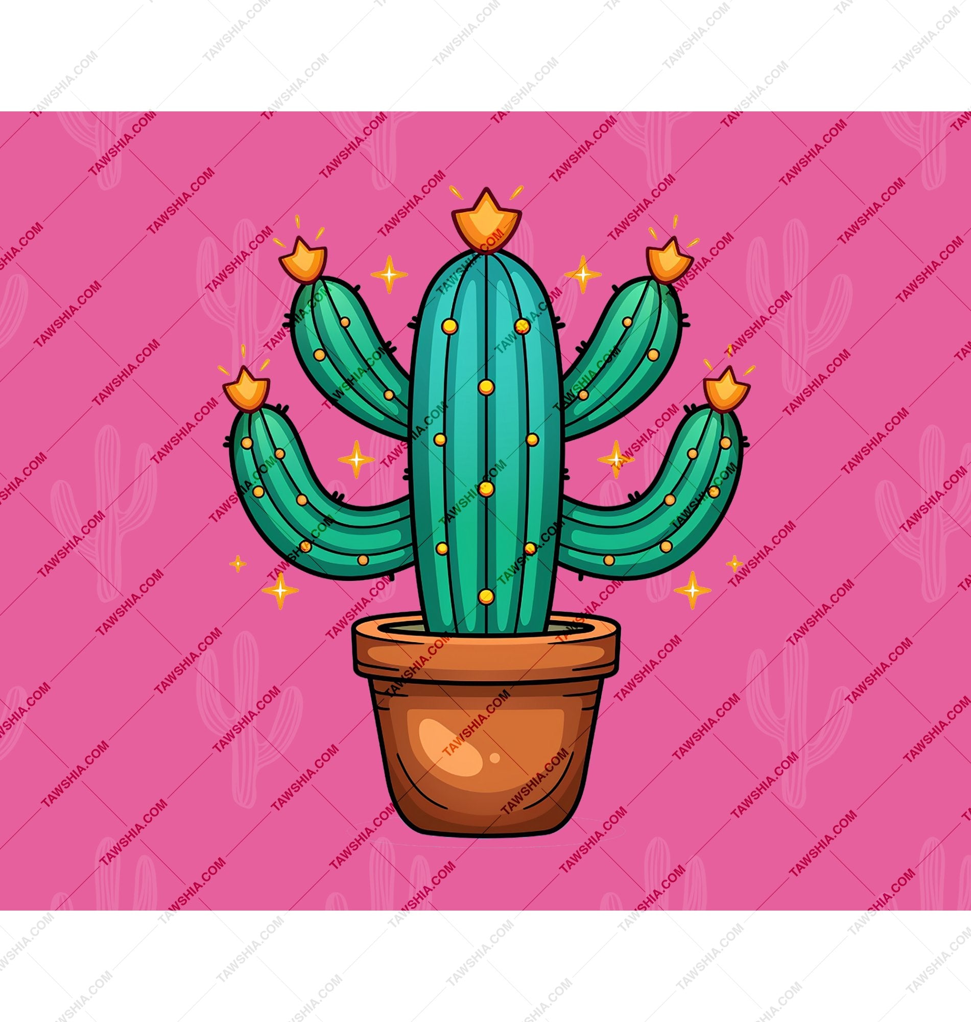 Bright Colorful Cactus Illustration Pink Background product