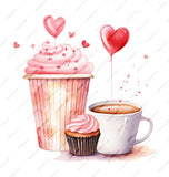 Cupcake Heart Mug, Coffee Cup Mug, Watercolor Mug, Valentine Mug, Pink Mug, Gift Mug, Cute Mug, Foodie Mug (130 characters) - Tawshia