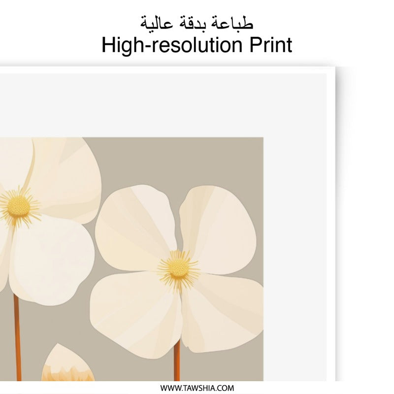 White Anemone Photographic Print, Floral Wall Art, Botanical Photo, Flower Photography, Elegant Home Decor, Nature Inspired Art Print - Tawshia
