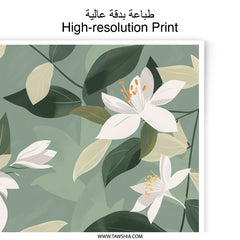 Floral Photographic Print, White Flower Art, Botanical Wall Decor, Green Leaf Print, Modern Home Decor, Floral Art Print, Botanical Print - Tawshia