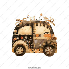 Whimsical Car Pillow, Floral Auto Design, Decorative Throw Pillow, Car Lover Gift, Unique Home Decor Pillow - Tawshia