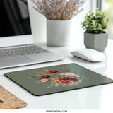 Floral Mouse Pad, Botanical Mousepad, Autumn Flowers, Office Decor, Computer Accessory, Boho Desk Mat, Fall Bloom, Elegant Gift - Tawshia