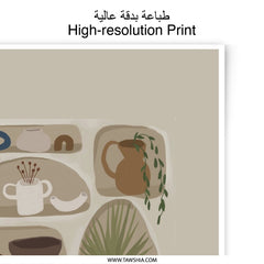 Shelves Photographic Print, Pottery Art Print, Home Decor Art, Neutral Wall Art, Minimalist Art, Modern Art Print, Living Room Art - Tawshia