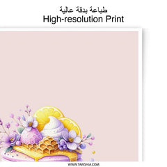 Lemon Lavender Photographic Prints, Food Art, Kitchen Wall Decor, Dessert Prints, Honeycomb Design, Floral Art, Unique Wall Art, Purple Art - Tawshia