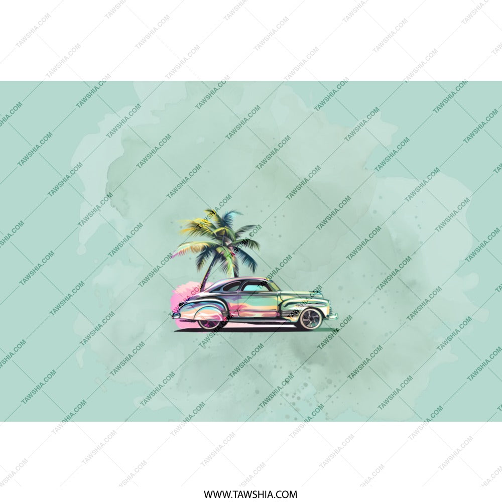 Classic Car Tumbler, Beach Theme Tumbler, Car Lover Gift, Vintage Car Design, Retro Style Tumbler, Palm Tree Tumbler, Travel Tumbler - Tawshia