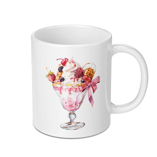 Dessert Mug, Ice Cream Sundae Mug, Watercolor Treat Mug, Foodie Gift, Cute Kitchen Decor, Gift for Her, Coffee Cup, Tea Cup, Novelty Mug - Tawshia