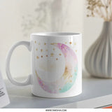 Moon and Stars Mug, Watercolor Design, Celestial Mug, Dreamy Mug, Gift for Her, Unique Mug, Coffee Mug, Tea Mug - Tawshia