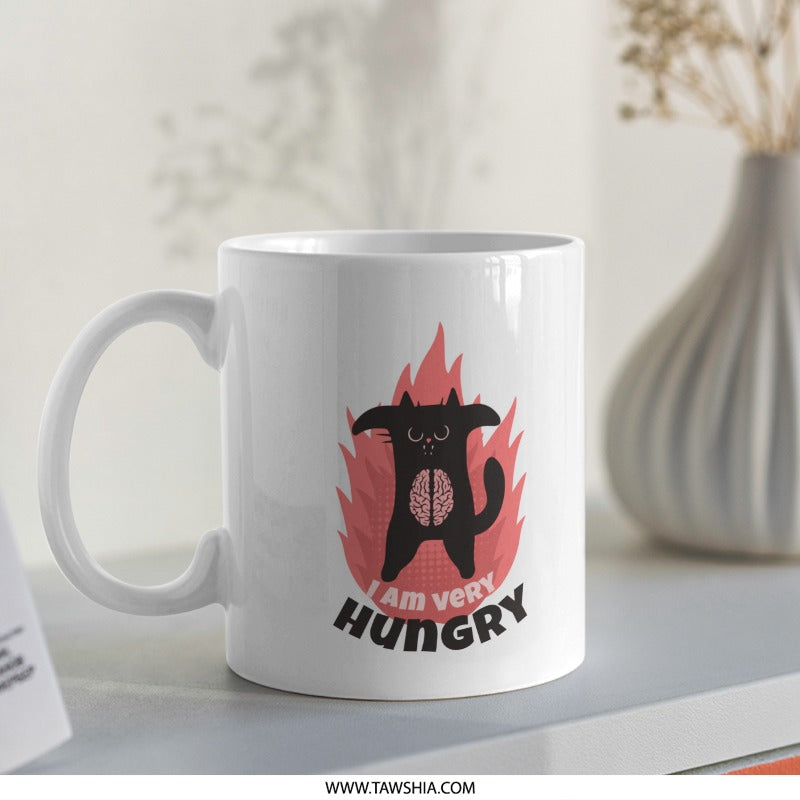 Adorable Hungry Cat Design Coffee Mug product