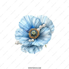 Blue Poppy Pocket Mirror, Floral Compact Mirror, Gift for Her, Purse Mirror, Makeup Mirror, Elegant Flower Design, Cosmetic Mirror - Tawshia