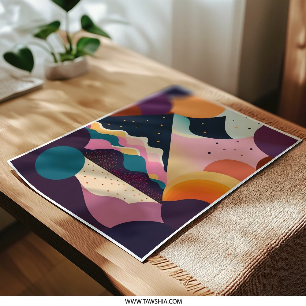 Abstract Landscape Photographic Print, Modern Art Print, Geometric Mountain Scenery Wall Art, Colorful Home Decor, Unique Gift Idea - Tawshia