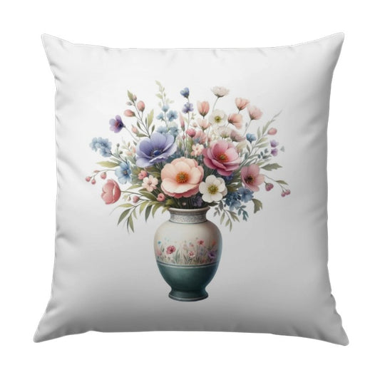 Floral Bouquet Pillow, Vase of Flowers Throw Pillow, Elegant Home Decor, Watercolor Flower Art Cushion, Botanical Pillow Cover - Tawshia
