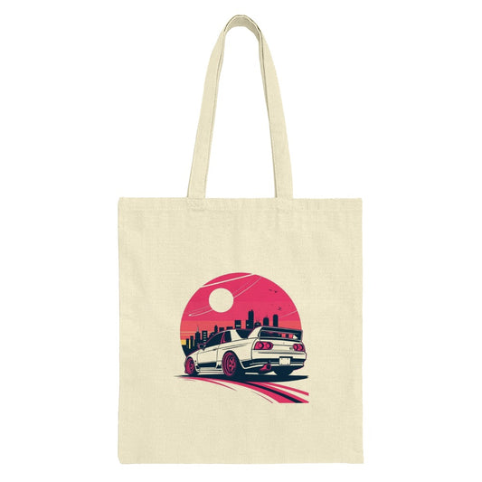 JDM Car Tote Bag, Skyline Tote, Japanese Car, Car Lover Gift, Cityscape Tote Bag, Graphic Tote, Aesthetic Tote, Trending Tote Bag - Tawshia