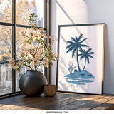 Palm Tree Wall Art, Tropical Island Print, Beach House Decor, Coastal Artwork, Summer Vibes, Vacation Art, Ocean Scene - Tawshia
