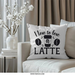 Latte Lover Pillow, Coffee Addict Decor, Caffeine Dream, Home Decor Pillow, Gift for Coffee Lover, Latte Art - Tawshia