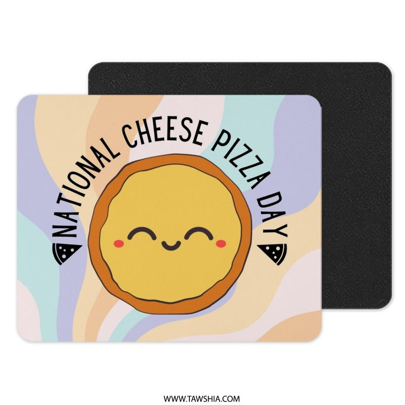Cheese Pizza Day Mouse Pad, Cute Pizza, Foodie Gift, National Pizza Day, Office Decor, Kawaii Mousepad, Desk Accessories, Pizza Lover Gift - Tawshia