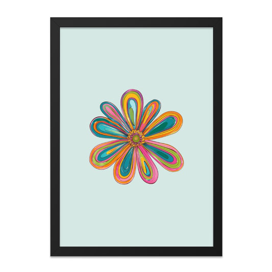 Retro Floral Wall Art, Colorful Flower Print, 70s Inspired Decor, Vintage Style Art Print, Groovy Wall Decor, Flower Power Artwork - Tawshia