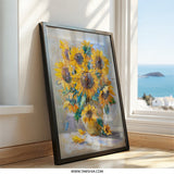 Sunflower Wall Art, Floral Painting, Flower Wall Decor, Botanical Art Print, Impressionist Artwork, Summer Home Decor, Housewarming Gift - Tawshia