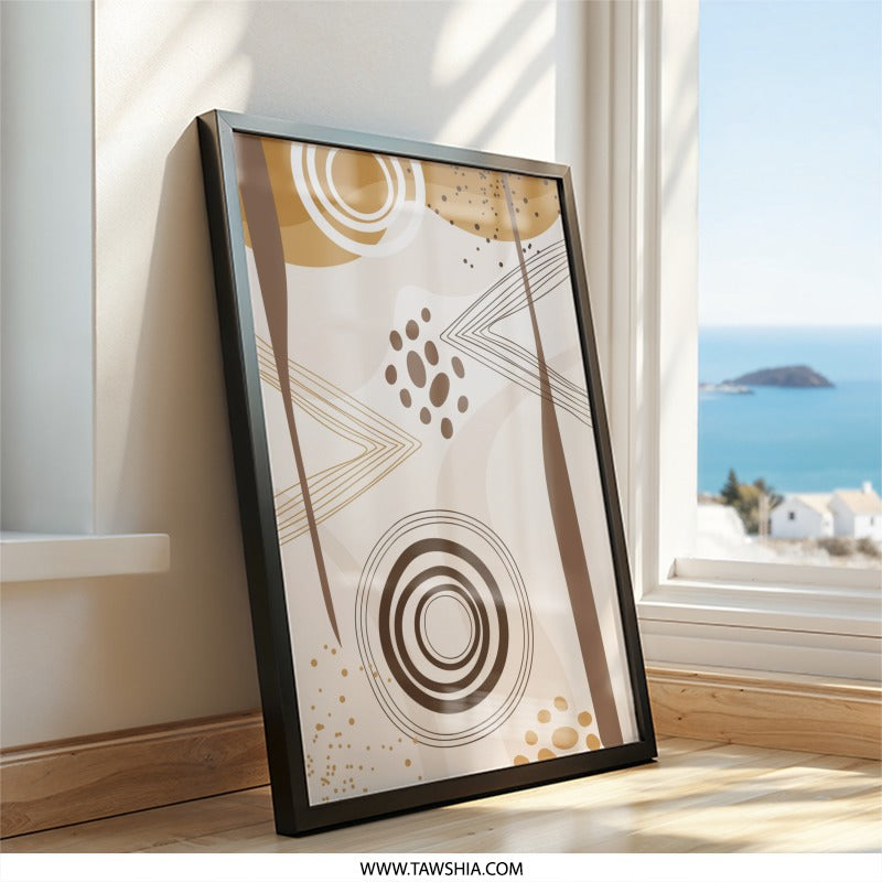 Abstract Wall Art, Modern Art Print, Boho Wall Decor, Geometric Art, Neutral Wall Art, Minimalist Art, Home Decor, Circle Triangle Art - Tawshia