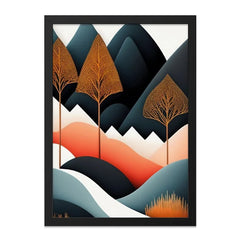 Abstract Mountain Wall Art, Modern Landscape Print, Geometric Trees Poster, Minimalist Home Decor, Nature Inspired Artwork - Tawshia