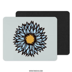 Blue Sunflower Mouse Pad, Floral Design, Cute Desk Accessory, Flower Lover Gift, Aesthetic Mousepad, Cool Computer Mat, Office Decor - Tawshia