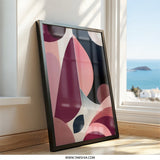 Abstract Shapes Wall Art, Geometric Art Print, Modern Art Decor, Pink and Burgundy Art, Contemporary Wall Decor, Home Art Prints - Tawshia