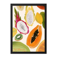 Tropical Fruit Wall Art, Exotic Fruit Print, Dragon Fruit Art, Papaya Print, Kitchen Wall Decor, Modern Art Print, Colorful Wall Art - Tawshia