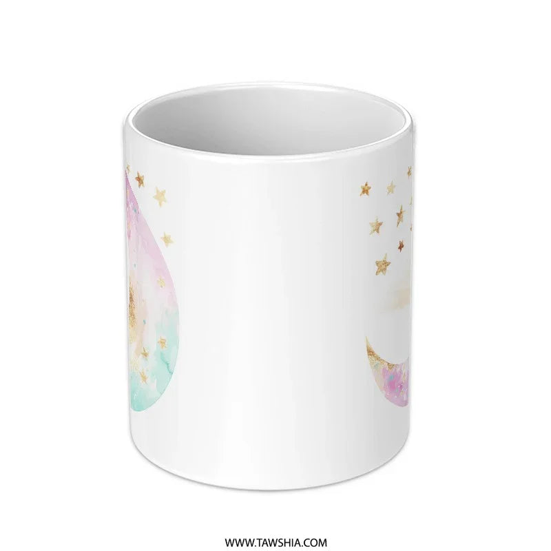 Moon and Stars Mug, Watercolor Design, Celestial Mug, Dreamy Mug, Gift for Her, Unique Mug, Coffee Mug, Tea Mug - Tawshia