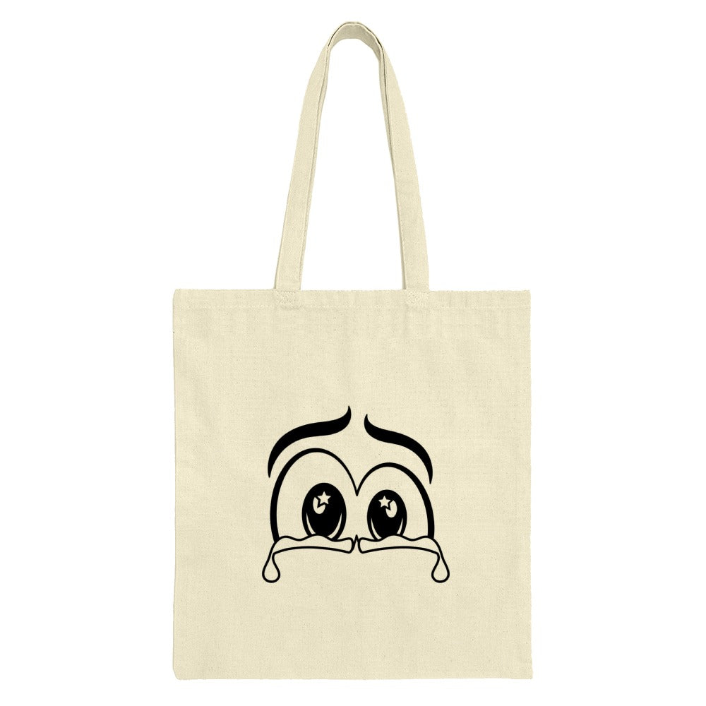 Cartoon Eyes Tote Bag, Kawaii Crying Eyes Handbag, Funny Anime Style Shopping Bag, Unique Emotional Expression Canvas Tote - Tawshia