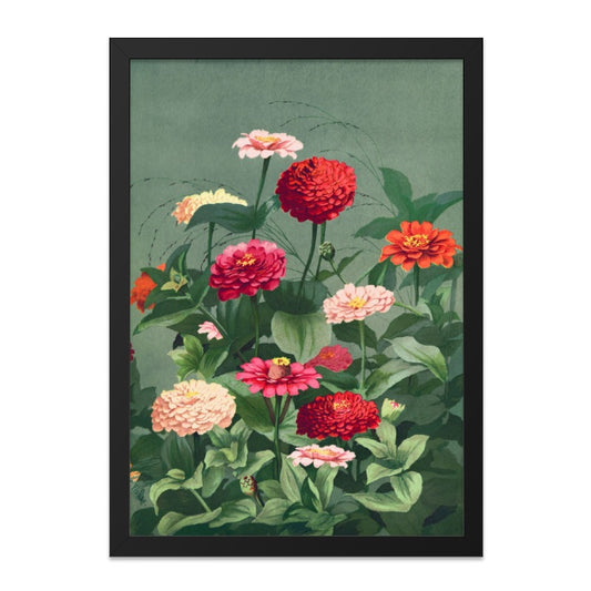 Zinnia Floral Wall Art, Botanical Print, Vintage Flower Artwork, Colorful Bloom Decor, Garden Art Poster, Home Decor, Floral Gifts - Tawshia