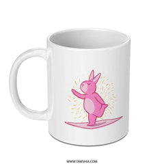 Coffee Mug, Yoga Bunny Mug, Cute Rabbit Meditation Mug, Funny Animal Gift, Easter Bunny Gift, Unique Coffee Mug, Yoga Lover Mug, Pink Bunny Mug