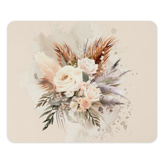 Floral Bouquet MousePad, Cream Roses Mouse Pad, Beige Watercolor Flowers Mousepad, Aesthetic Office Decor, Cute Computer Accessories - Tawshia