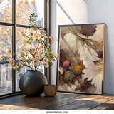 Abstract Floral Wall Art, Botanical Print, Cream and Brown Flower Decor, Elegant Home Art, Unique Wall Decor - Tawshia