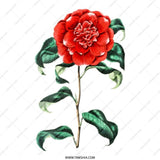 Camellia Flower Tote Bag, Red Floral Shopping Bag, Botanical Print, Aesthetic Grocery Bag, Everyday Bag, Gift Idea - Tawshia