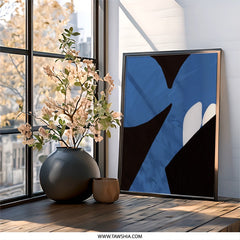 Abstract Wall Art, Modern Art Print, Blue Black Wall Decor, Contemporary Artwork, Minimalist Wall Hanging, Geometric Art, Home Decor - Tawshia