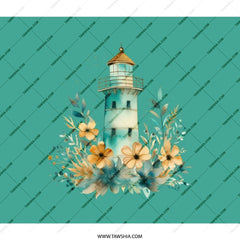 Floral Lighthouse Backpack, Coastal Design Backpack, Beach Lover Gift, Cute Backpack, Lightweight Bookbag, Travel Backpack, Teen Backpack - Tawshia