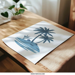 Palm Tree Island Photographic Print, Tropical Art, Coastal Home Decor, Beach House Wall Art, Ocean Breeze Photography, Nautical Theme Print - Tawshia