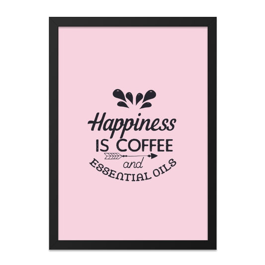 Coffee Lover Wall Art, Happiness Print, Essential Oils Decor, Kitchen Art, Minimalist Poster, Trendy Home Decor, Positive Quote Art - Tawshia