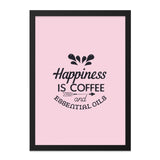 Coffee Lover Wall Art, Happiness Print, Essential Oils Decor, Kitchen Art, Minimalist Poster, Trendy Home Decor, Positive Quote Art - Tawshia