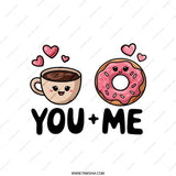 You Plus Me Pillow, Coffee and Donut Pillow, Cute Foodie Pillow, Kawaii Pillow, Valentine's Gift, Anniversary Gift, Love Gift Pillow - Tawshia