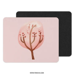 Pink Blossom Tree Mouse Pad, Watercolor Tree Art, Botanical Desk Decor, Aesthetic Office Gift, Pink Mousepad, Unique Mouse Pad - Tawshia